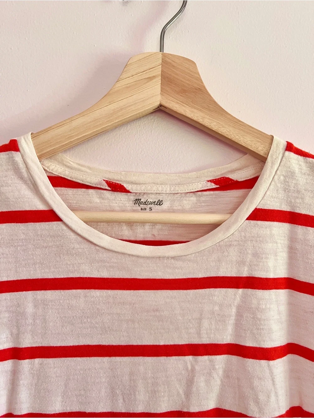 Madewell 100% Cotton Red Striped Short Sleeve Tee